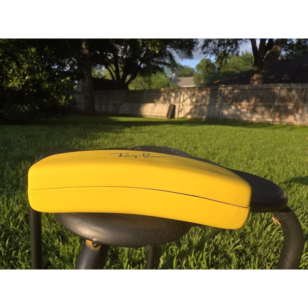 RAY-BAN Eyeglass Sunglass Case Hard Shell Vibrant YELLOW Flip Top Red Interior